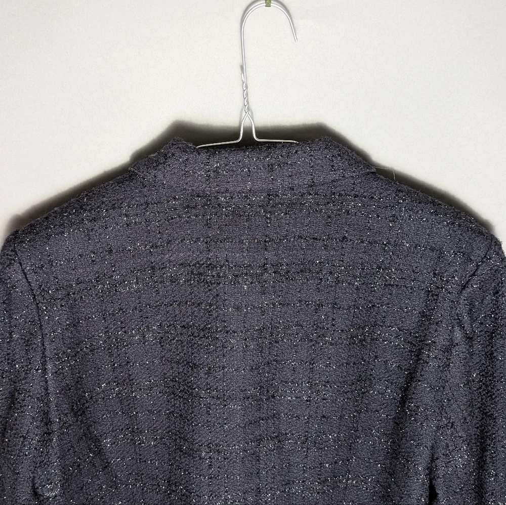 Sag Harbor Vintage Petite Black Metallic Tweed Blazer Classic Jacket Plus Size